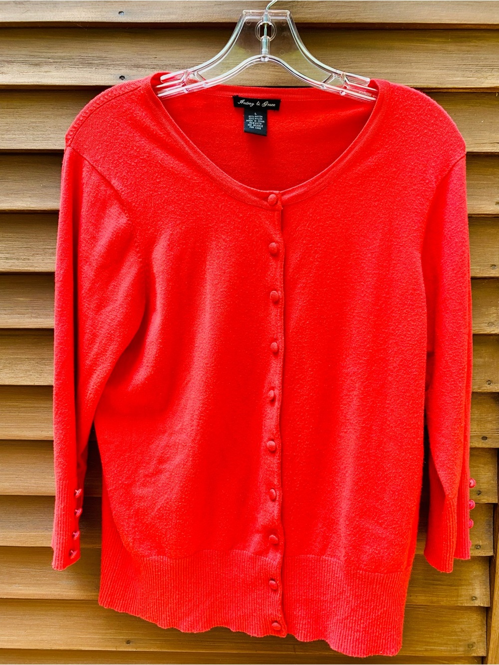Audrey & Grace blood orange Button-Front Women's Cardigan